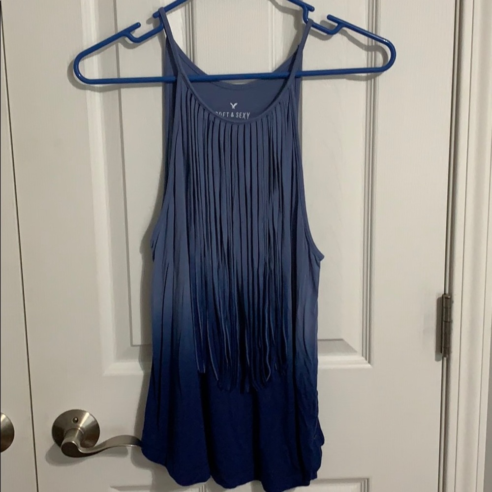 American Eagle Ombré Fringe Tank